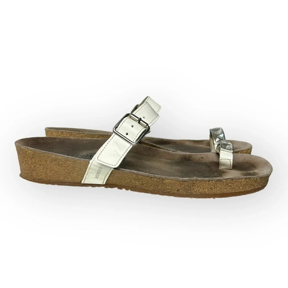 Mephisto Ilaria Slide Sandal  in White Patent Leather